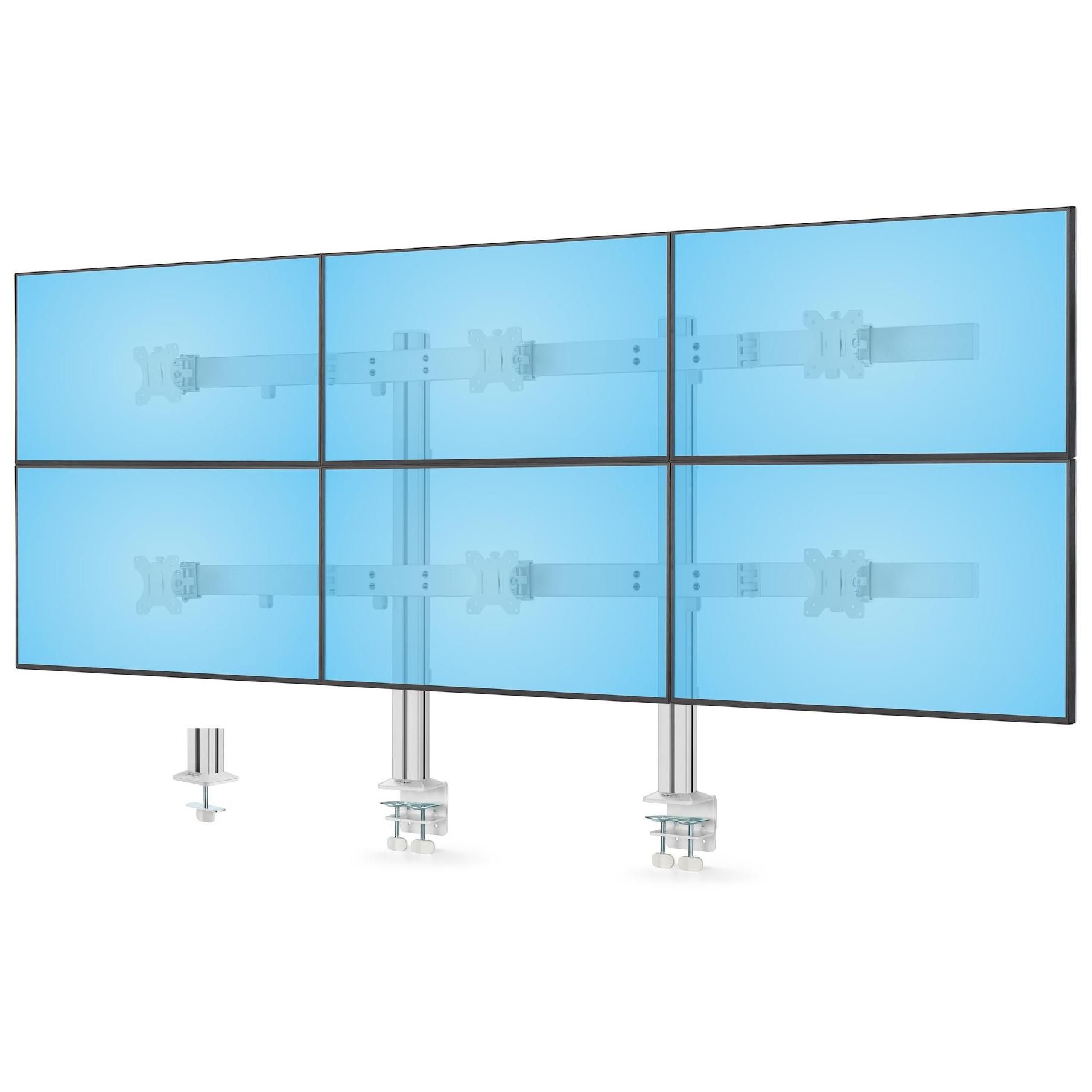 StarTech 6-Monitor Arm - Desk Mount for 32" Flat Panel Monitors, White