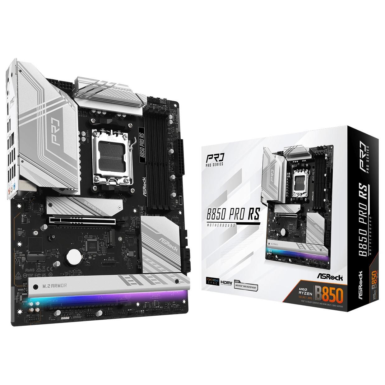 ASRock B850 Pro RS AMD AM5 ATX Motherboard (DDR5, M.2, 256GB)