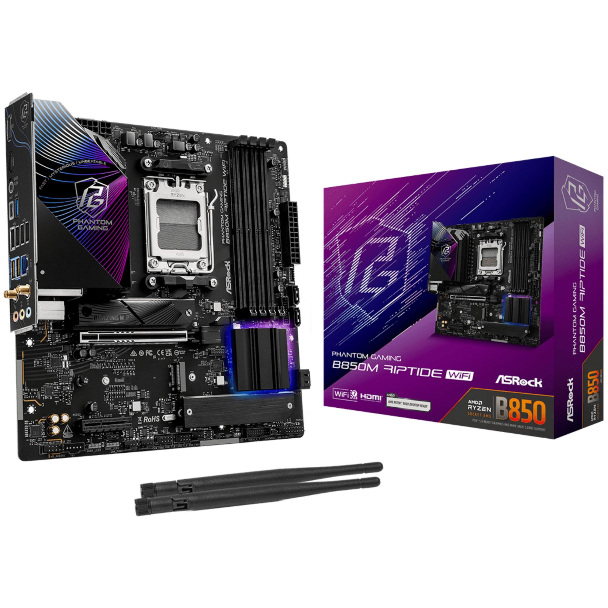 ASRock Phantom Gaming B850M Riptide WiFi AMD B850 Motherboard AM5