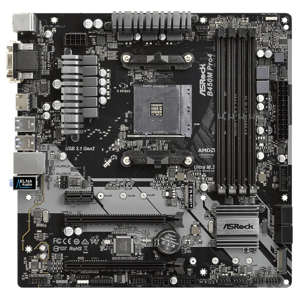ASRock B450M Pro4 AMD B450 Motherboard - Micro ATX (AM4)