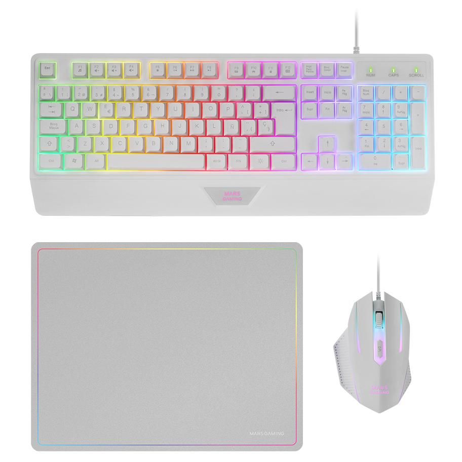 Mars Gaming MCP124W RGB Keyboard & Mouse Set (White)
