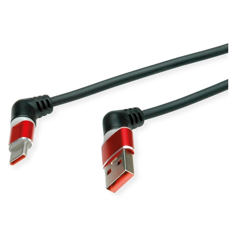 Roline USB Cable 2m USB C to USB A, Black Red