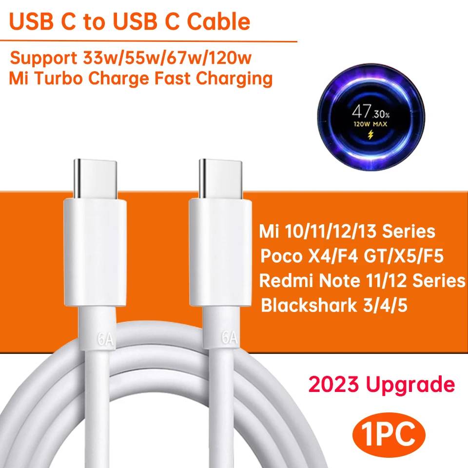 Xiaomi USB Type C Cable, 120W/67W, Fast Charger, 1.5m (4.9ft)