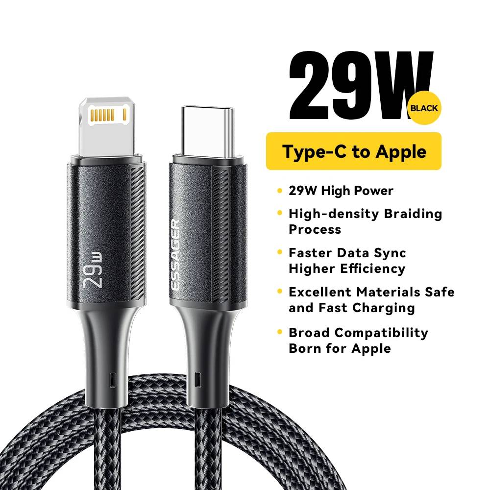 USB C Cable for iPhone 14/13/12/11 Pro Max, 20W Fast Charging Cable, 0.25m Black