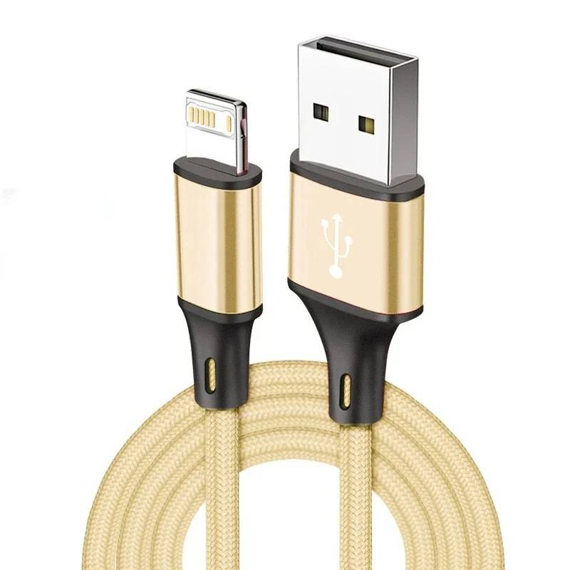 USB Quick Charge Cable for iPhone 12/13/14/11 Pro/X Max, iPad - 0.25m Gold