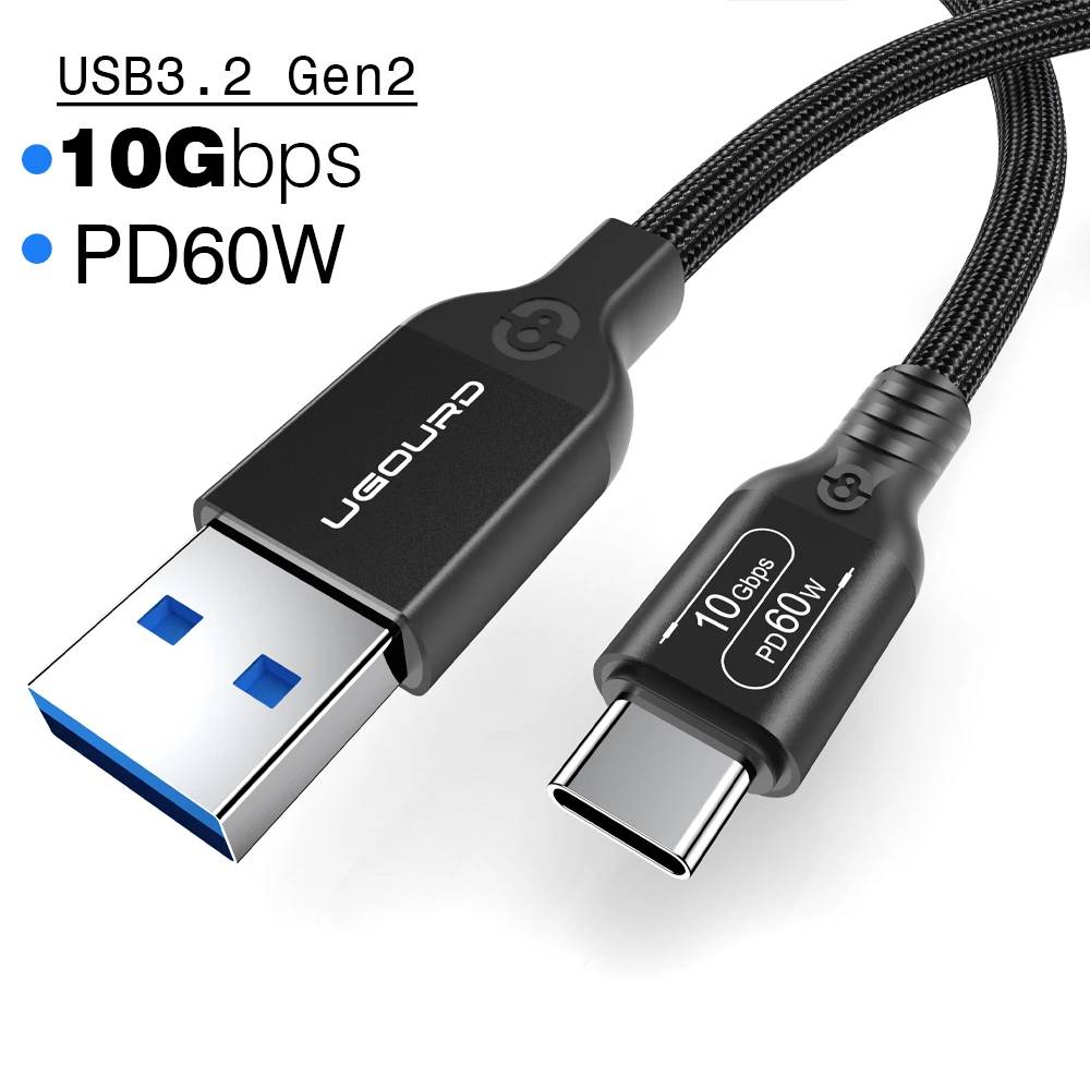 VSDJBJSDFH USB 3.2 Cable - 10Gbps, 3A, 60W Quick Charge, 0.2m USB-A to USB Type C