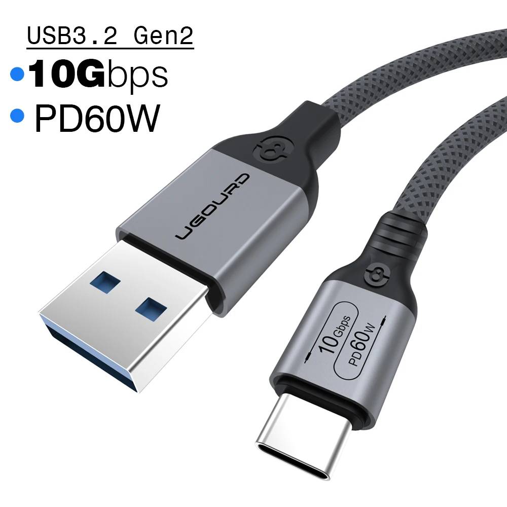 UGOURD USB-A to USB-C Cable, 1m, 3A, 60W Fast Charging and Data Transfer