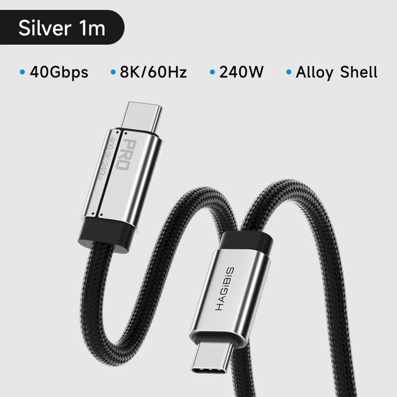 Hagibis Full-Function USB C to USB C Cable, Super Soft USB4 80Gbps 8K 240W Quick Charge Cord for Laptop and iPhone Thunderbolt 4/5