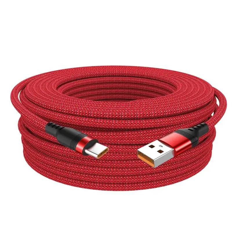 VSDJBJSDFH Extra Long 6A Data Cable, USB C Quick Charge Cable in Nylon for Samsung, Huawei, Xiaomi - 1m/2m/3m/5m/8m Red Cables