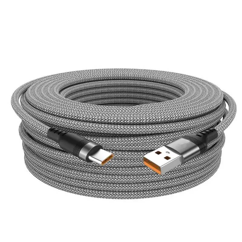 USB C Data Cable Extra Long 6A, Nylon Quick Charge Cable for Samsung, Huawei, Xiaomi - 1m/2m/3m/5m/8m Gray (1.5m)