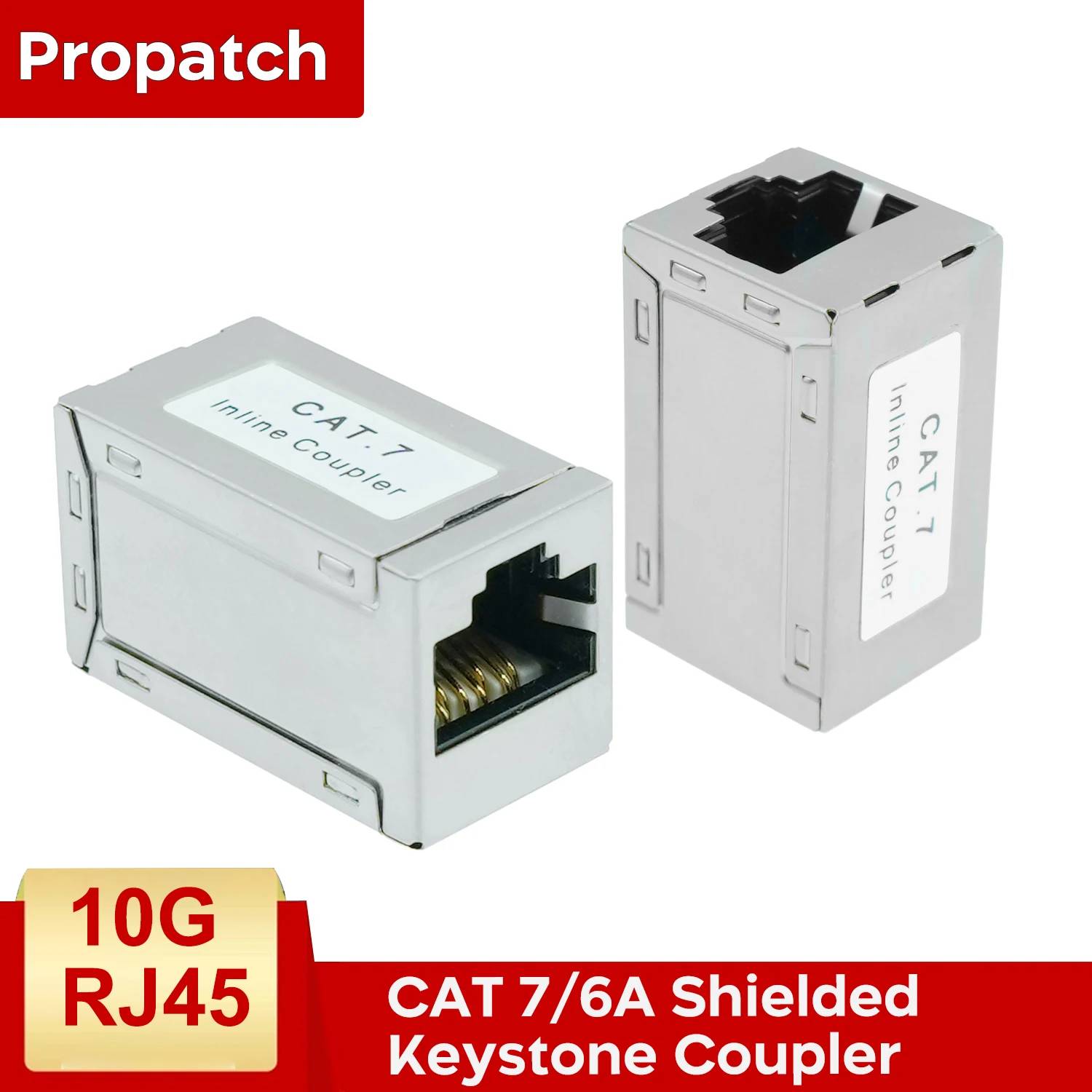 ProPatch Shielded RJ45 Connector - Cat7/Cat6/Cat6A, 2-Pack Female to Female Ethernet Extension Adapter