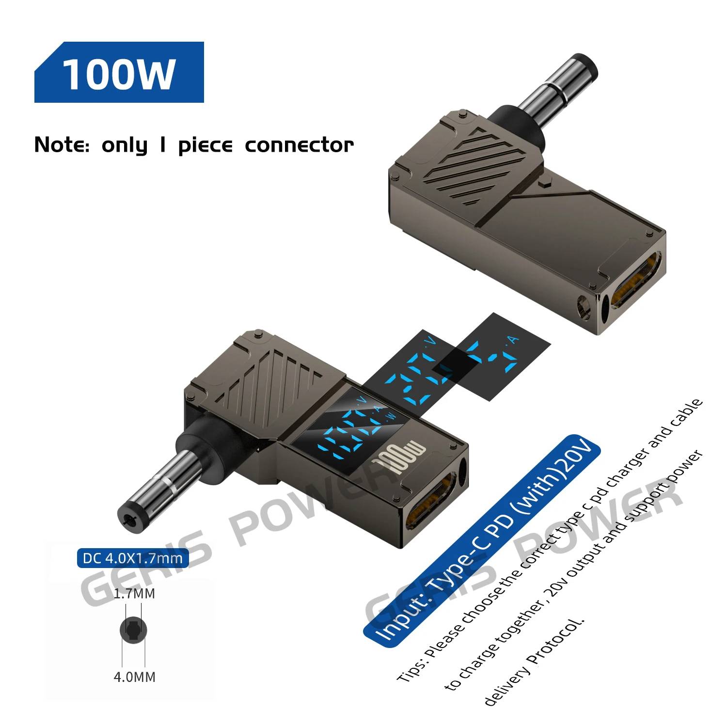 VSDFBSDFUY Laptop Power Adapter, 100W PD LED Display, USB Type C PD to Jack DC Charger Converter for Lenovo, HP, Dell