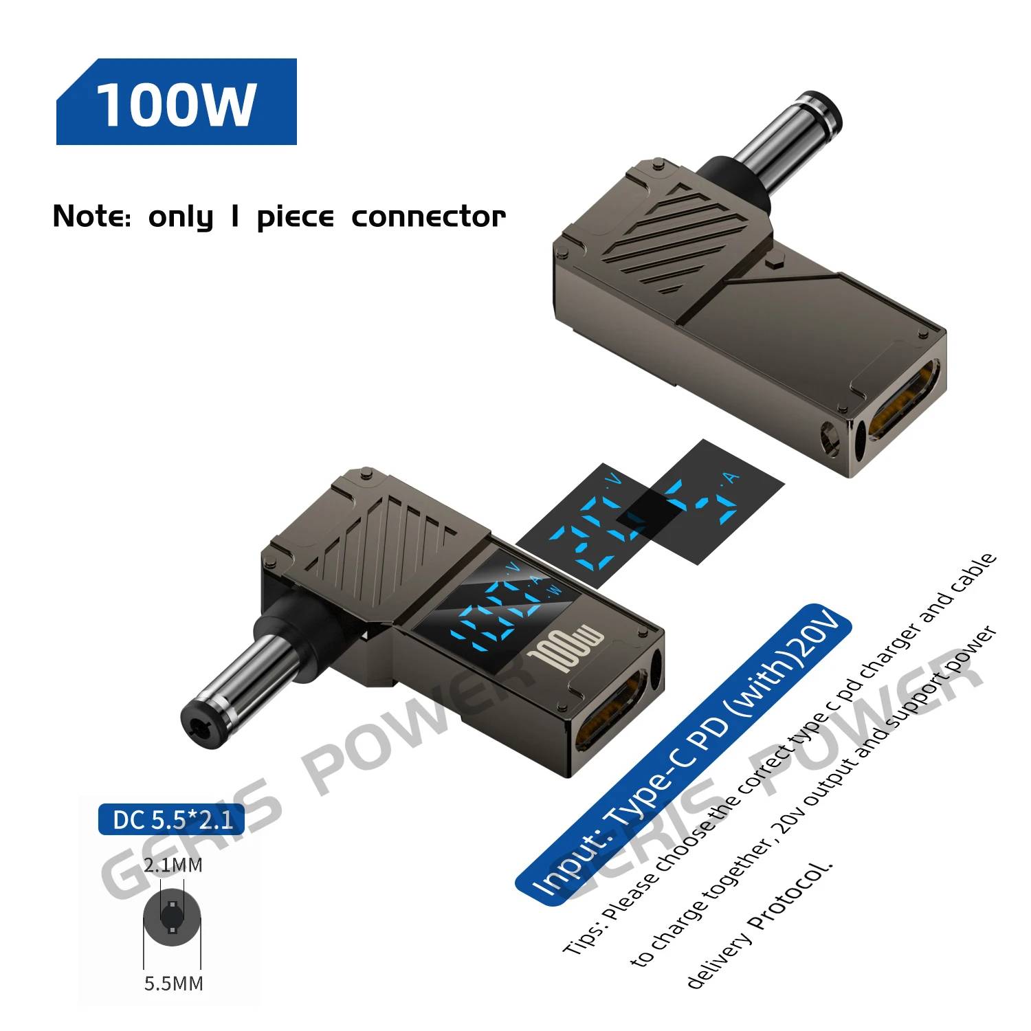 VSDFBSDFUY PD 100W Laptop Power Adapter with LED Display and USB Type C to DC Jack Converter