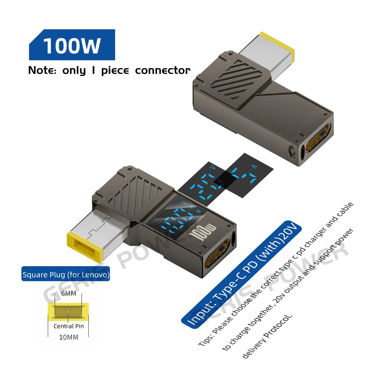 VSDFBSDFUY Laptop Power Adapter, 100W PD LED Display, USB Type C PD to Jack DC Charger Converter for Lenovo, HP, Dell and Thinkpad