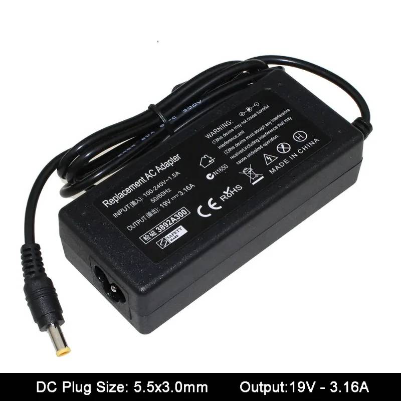 Samsung Laptop Power Adapter 19V 3.16A, 5.5x3.0mm