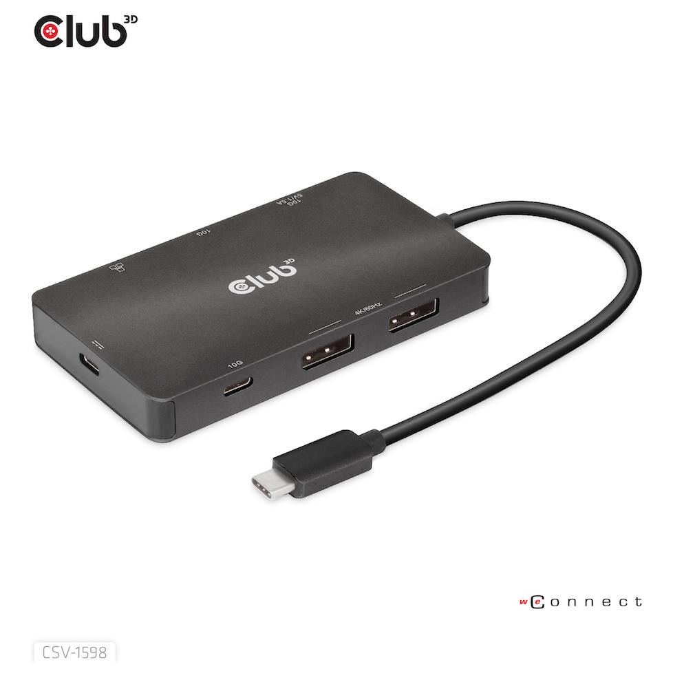 Station d'accueil Club 3D CSV-1598 USB 3.2 Gen 2 (3.1 Gen 2) Type-C, Noire