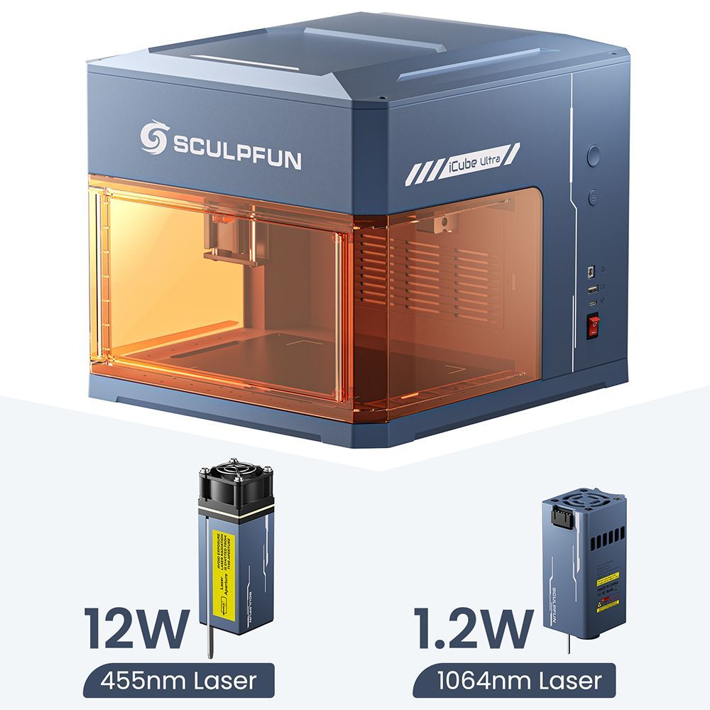 SCULPFUN iCube Ultra Dual Laser Engraver 12W + 1.2W