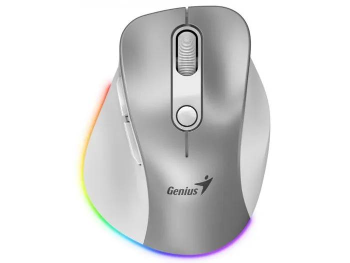 Genius Mini Ergo 9000S Pro Wireless Rechargeable Mouse Silver