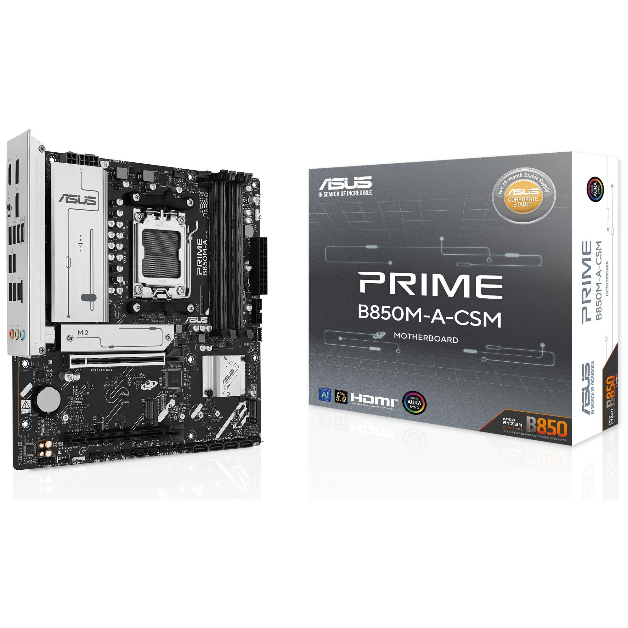 ASUS Prime B850M-A-CSM - Micro ATX Motherboard with AMD B850 Chipset