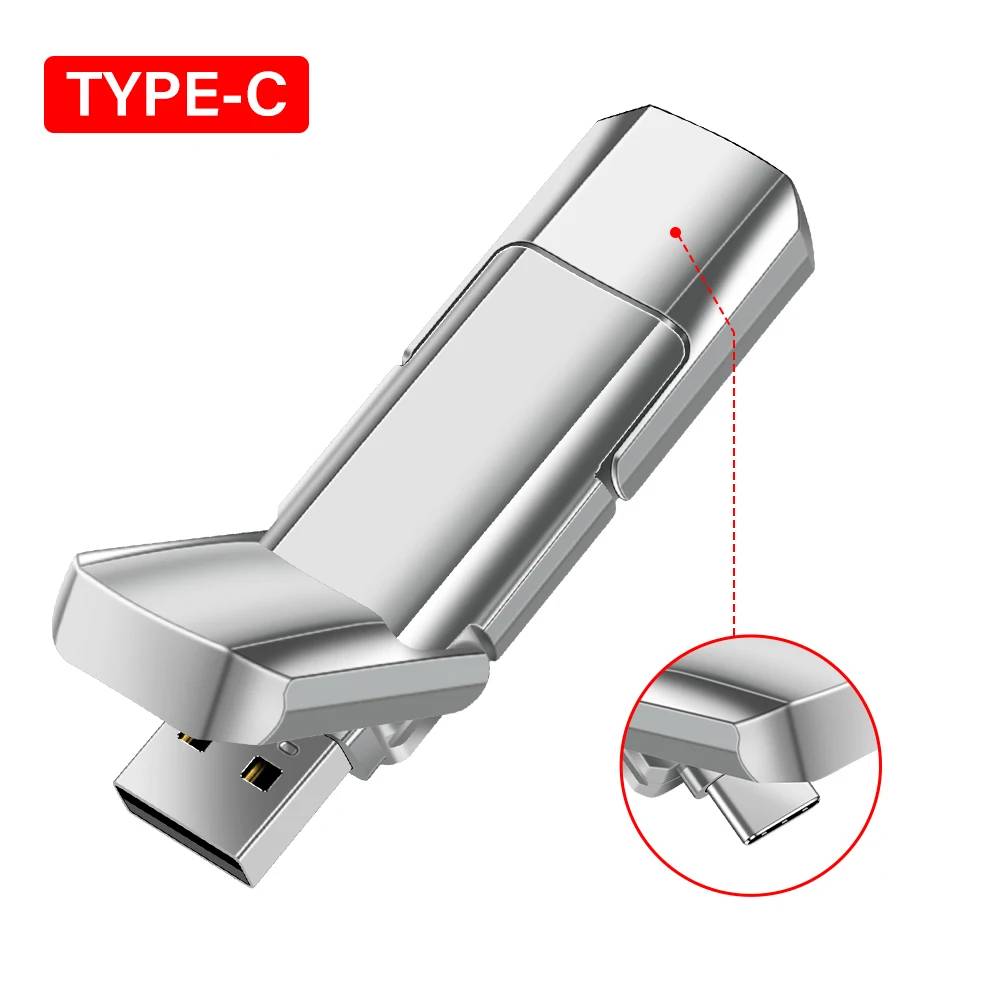 VSDBHFGVHDSF Type-C 2-in-1 Waterproof Metal Key USB Drive