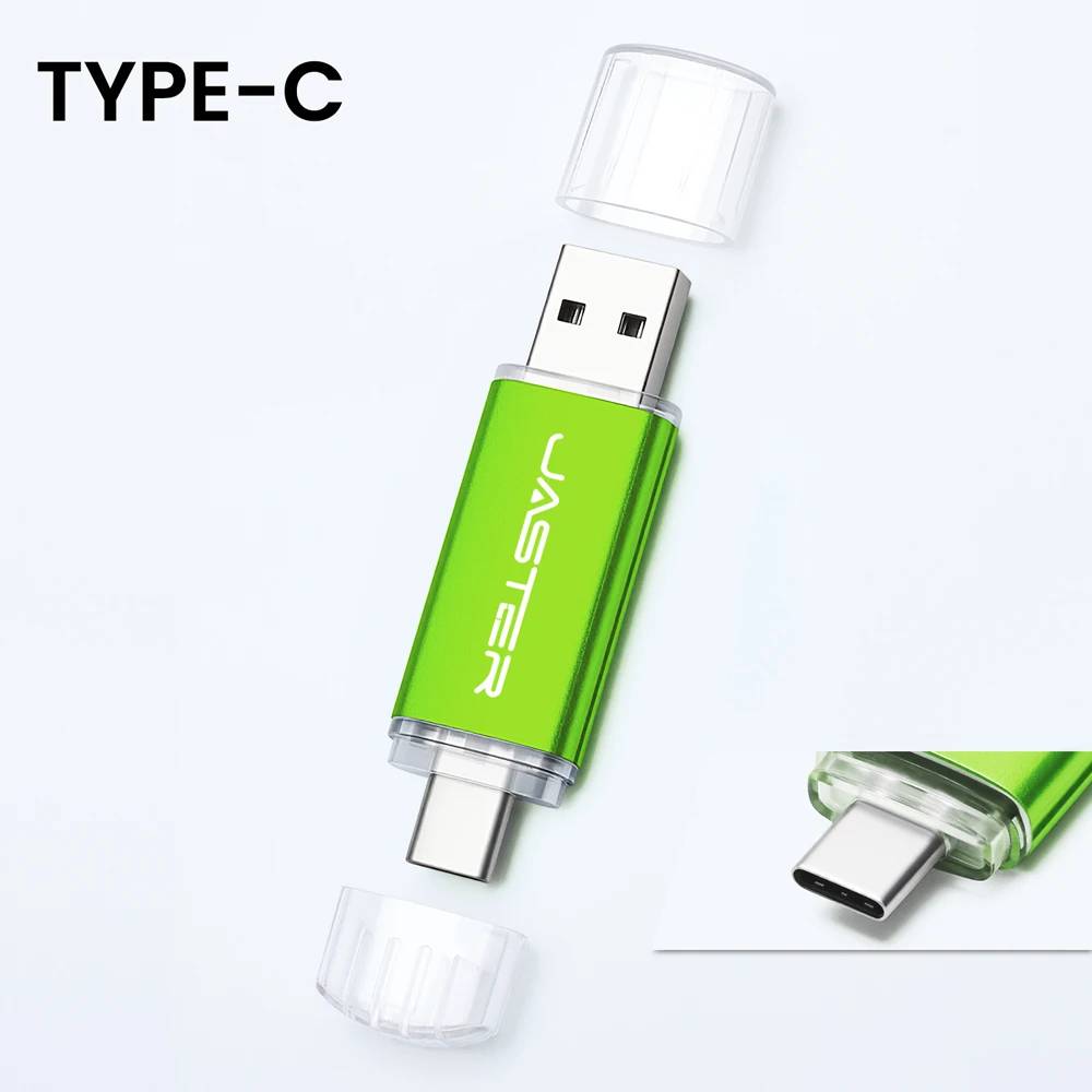 Jaster 128GB USB-C 2-in-1 Flash Drive, Metal Memory Key with Colorful Design and Real 64GB Capacity