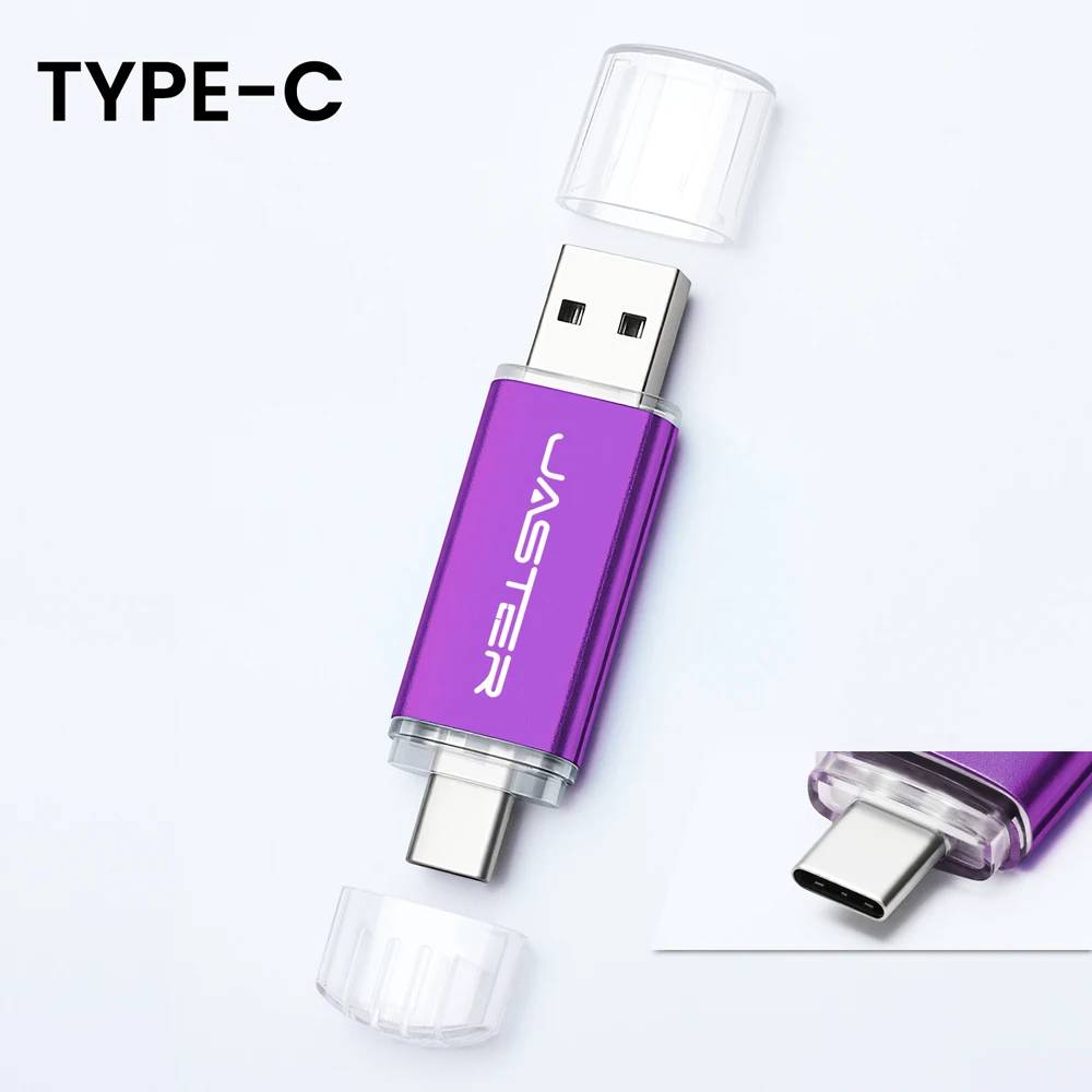 VSDBHFGVHDSF 128GB USB Type-C 2-in-1 Flash Drive, Metal Colored Memory Key with Real 64GB Capacity, USB-C 32GB, 16GB, Business Gift in Purple