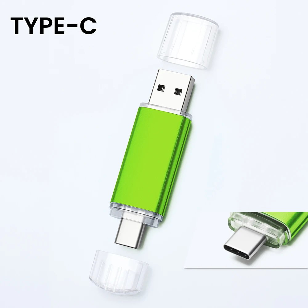 Silver Metal USB & Type-C 2-in-1 Pen Drive, 32GB Capacity