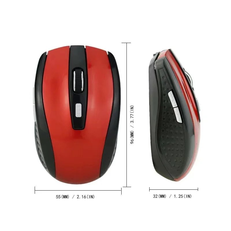 ITLY Wireless Optical Mouse 2.4GHz 6D with 1200 DPI for Laptop and Computer Gaming, Red