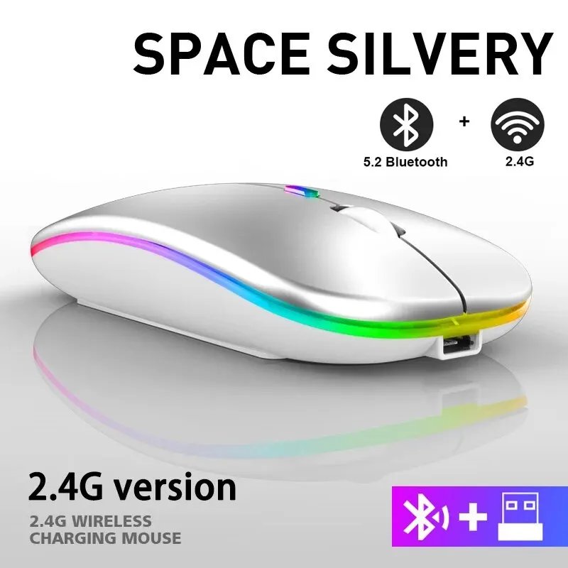 Perciron Wireless RGB Gaming Mouse, Ergonomic LED-backlit Computer Mouse for Laptop and PC