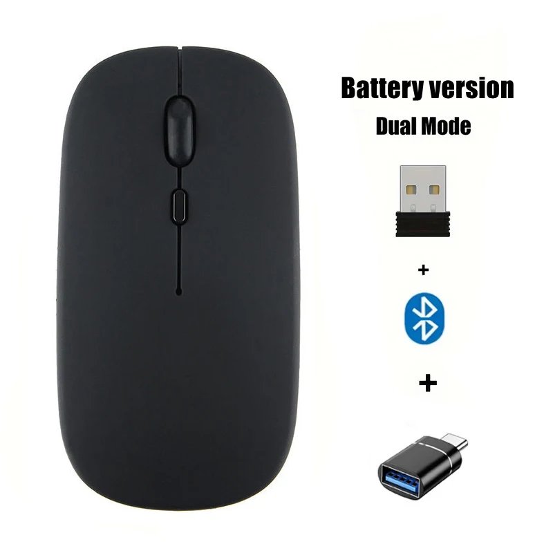 VSBDUFGDYSF Wireless Mouse, Bluetooth Compatible, 2.4GHz Double Mode with Nano Receiver for Laptop and Macbook - Black