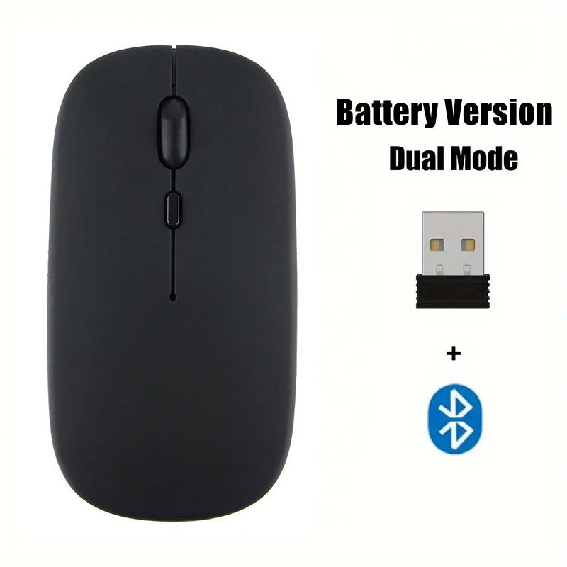 Wireless Portable Mouse, Bluetooth Compatible, 2.4GHz Double Modes with Nano Receiver for Laptop, Macbook - Black