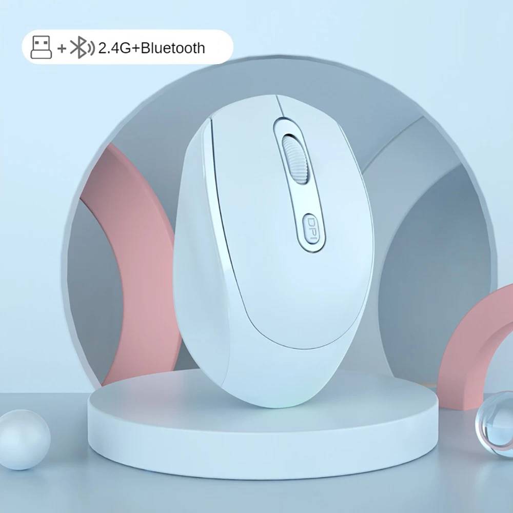 KEBETEME Wireless Silent Mouse, Bluetooth 5.2, Ergonomic, Rechargeable 2.4G for Gaming and Business