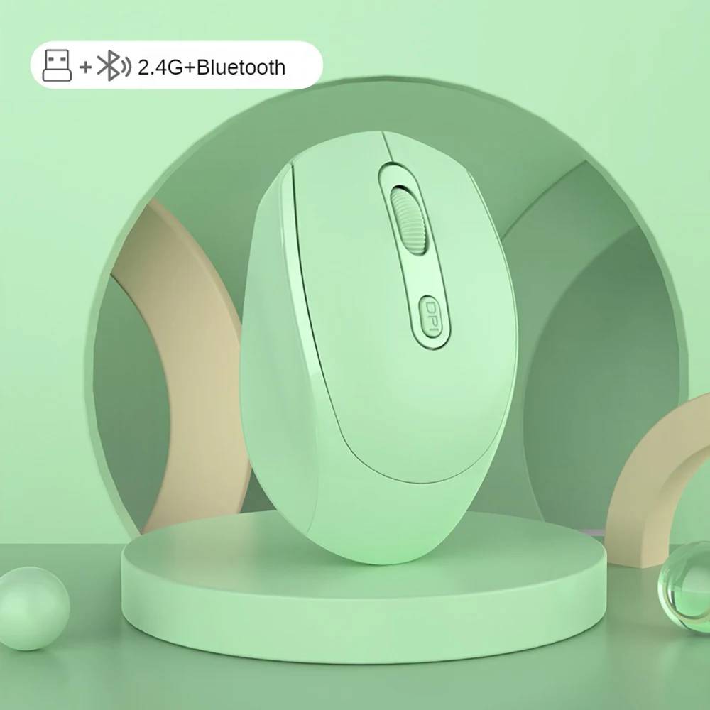 KEBETEME Wireless Silent Mouse, 2.4GHz Bluetooth 5.2, Ergonomic Rechargeable Gaming Mouse for Esports and Office
