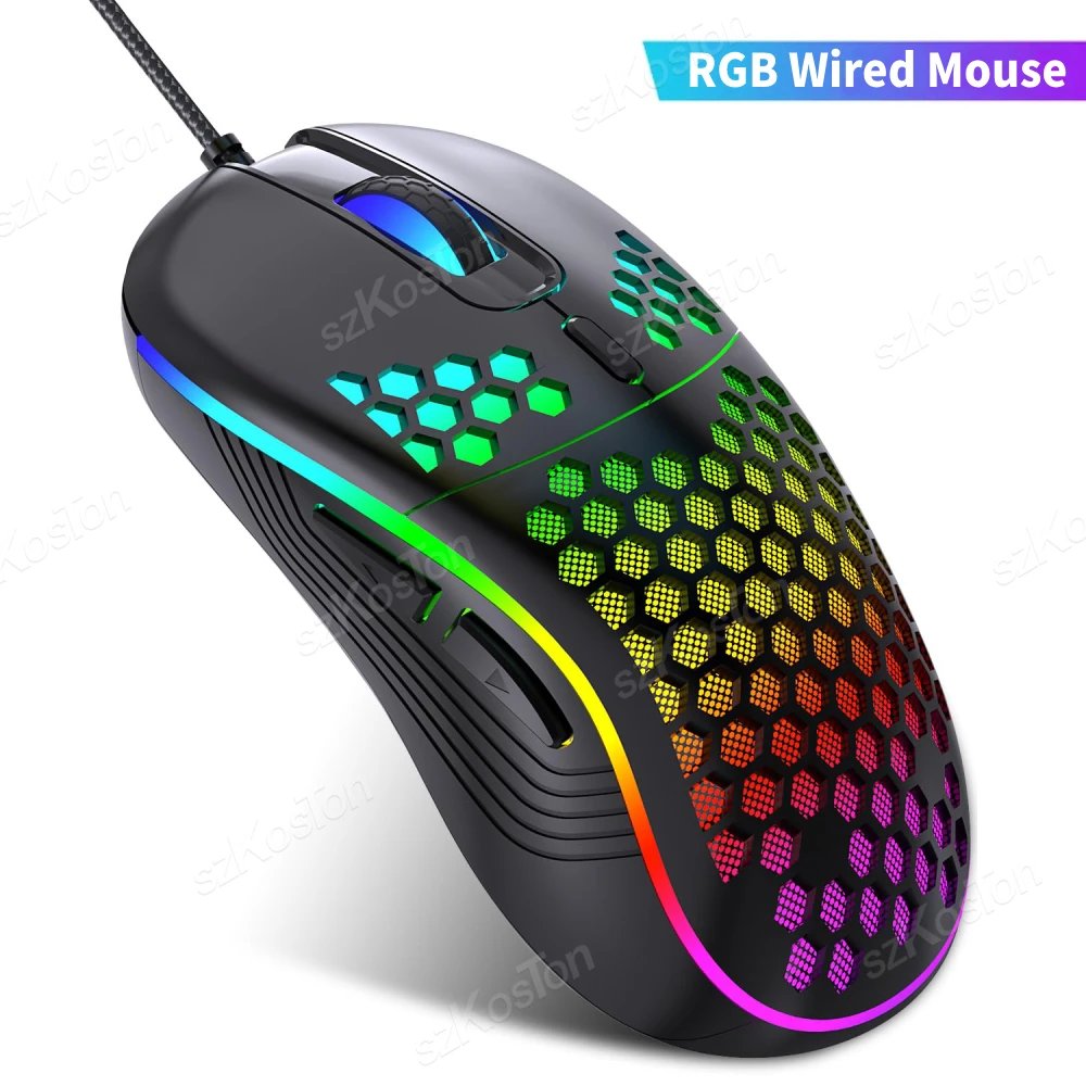 SZKOSTON Gaming Mouse, 7200DPI Adjustable RGB Wireles Mouse, Ergonomic Design