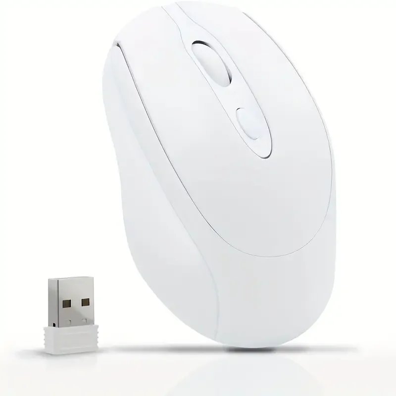 Wireless Computer Mouse, Rechargeable 2.4G with Bluetooth and USB Compatibility, Silent for PC, Laptop, Macbook, Tablet - White