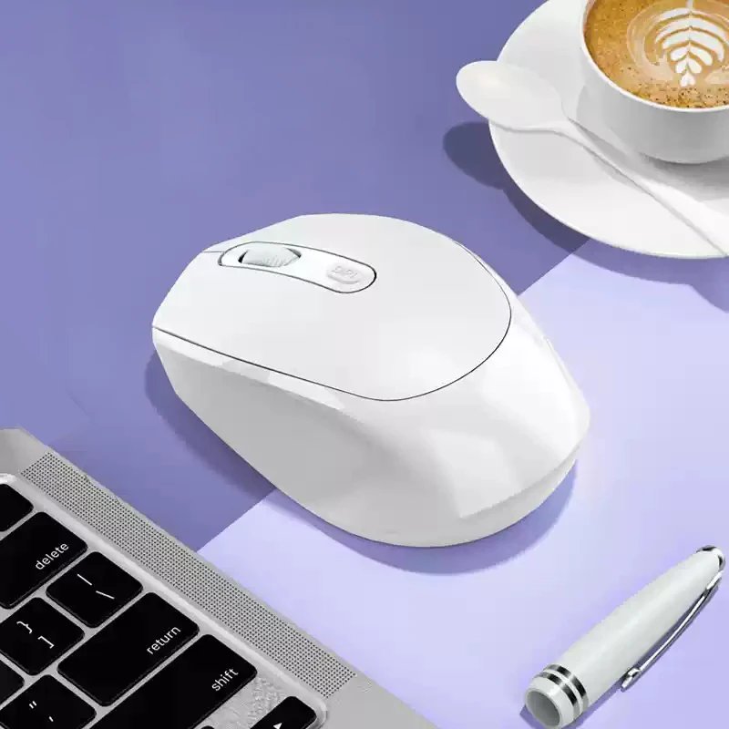 Ergonomic Wireless Computer Mouse, Bluetooth Compatible, Optical with USB Receiver, 2.4GHz, for Laptop - White