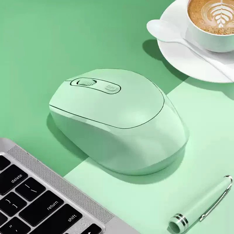 Ergonomic Wireless Computer Mouse, Bluetooth Compatible, Optical with USB Receiver, 2.4GHz, Green