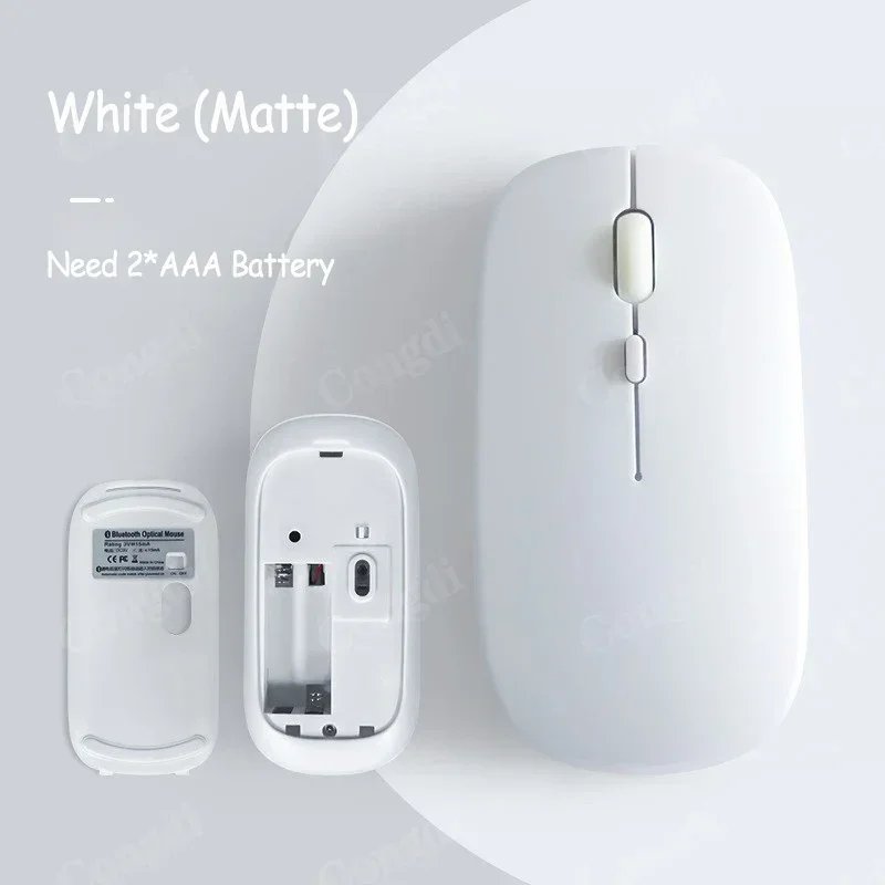 Ergonomic Wireless Mouse, Bluetooth Compatible for Laptop, iPad, Tablet, Desktop, Gaming - Matte White