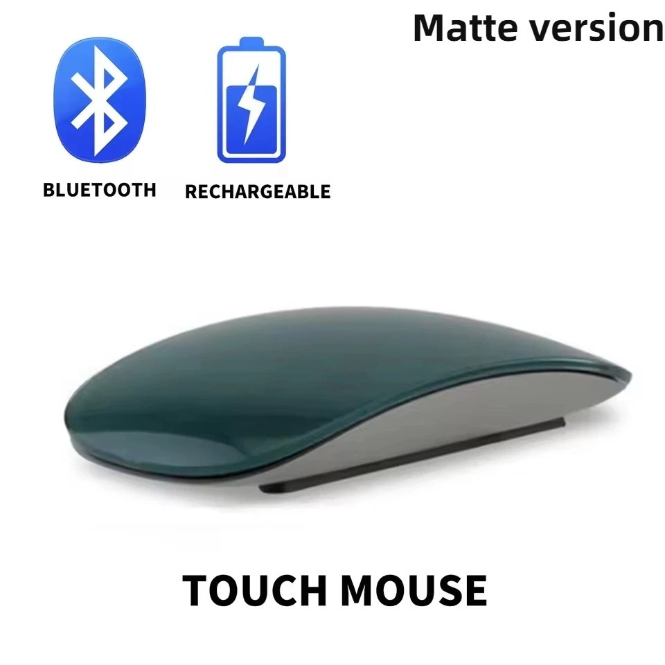 Magical Wireless Computer Mouse, Bluetooth, Rechargeable, Touch-Sensitive, Slim, Ergonomic, Dual Mode, Silent for Apple Macbook Air - Green