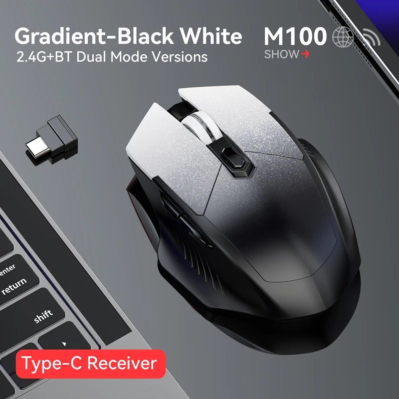 VSBDUFGDYSF Silent Wireless Gaming Mouse - Dual Mode, 1600 DPI, Bluetooth 2.4G