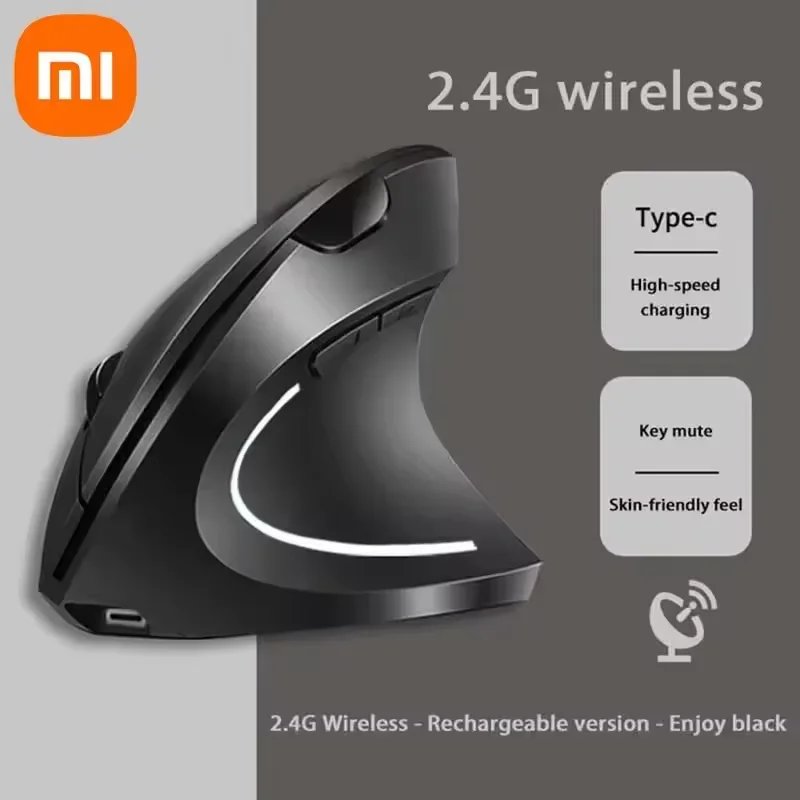 Wireless Vertical Mouse with Customizable Side Grip, Ergonomic, Silent, Bluetooth 2.4G for Gaming and PC