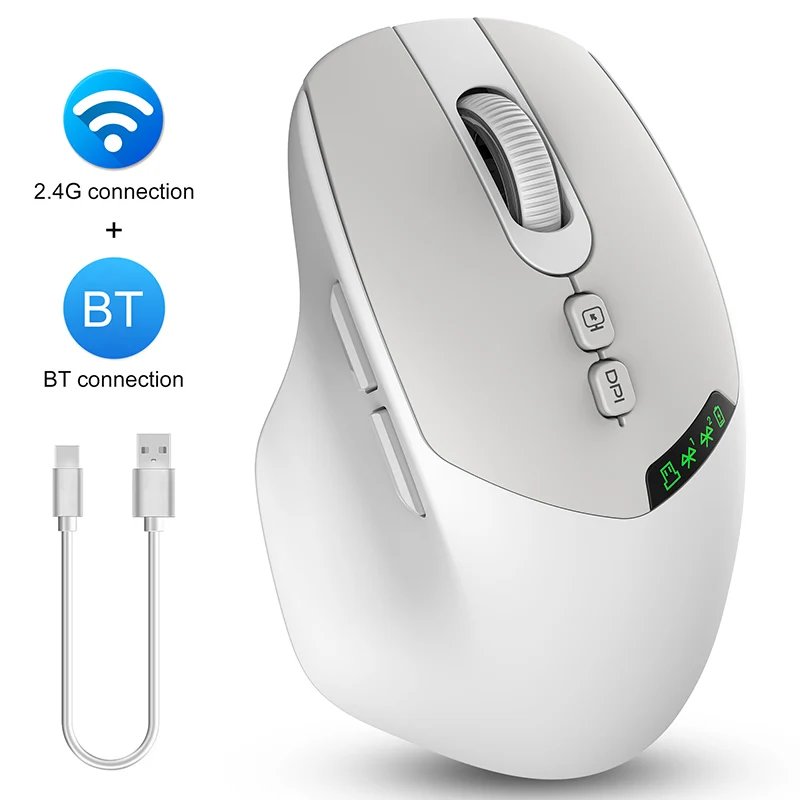 VSBDUFGDYSF Wireless Mouse, Silent Click, Adjustable DPI, 500mA Battery, PC Laptop Mac Compatible - White Cheese