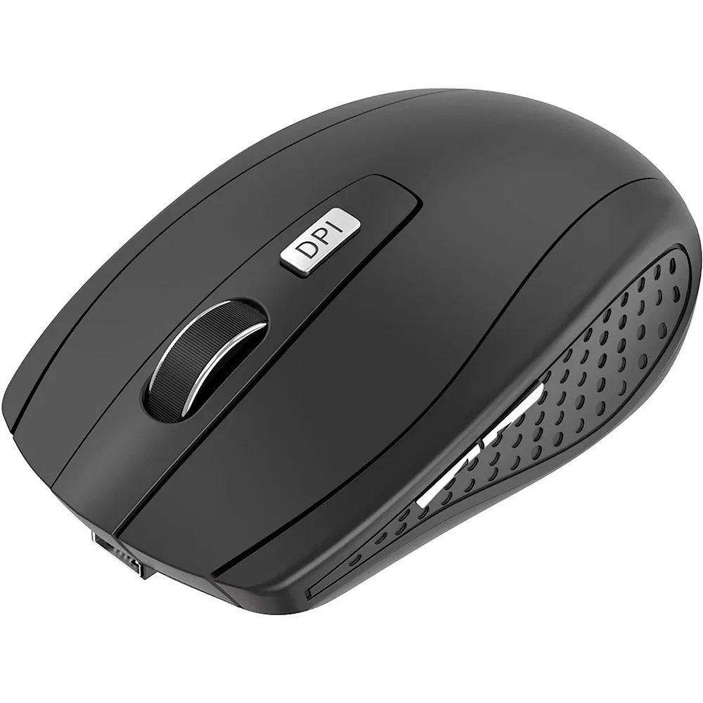 Wireless 2.4G Ergonomic and Portable Mouse, Optical for Desk, Adjustable DPI Levels 1600DPI, Compatible with Laptop, MacBook Black