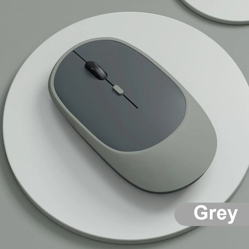 Wireless Optical Mouse, Rechargeable, Bluetooth Compatible, Dual Mode 2.4GHz, 3 DPI Adjustable, for Desk, Gaming, Laptop, Dark Grey