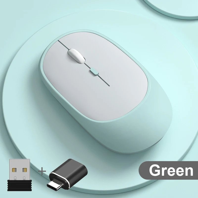 Wireless Optical Mouse, Rechargeable with Bluetooth, 2.4GHz Dual Mode, 1600 DPI Adjustable, for Desktop, Laptop and Gaming