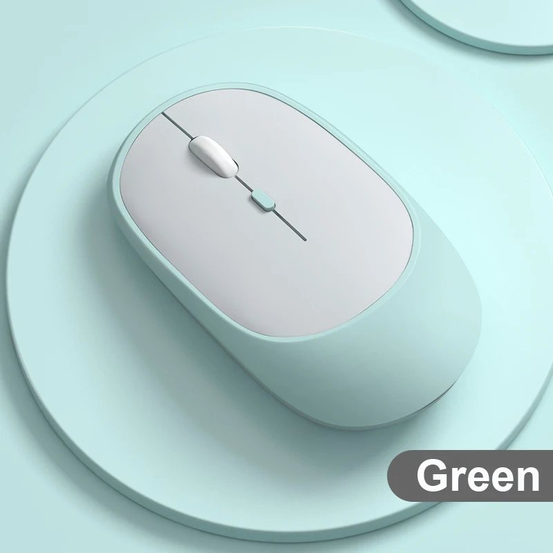 Wireless Optical Mouse, Rechargeable, Bluetooth Compatible, 2.4GHz Dual Mode, 3 DPI Adjustable, for Desk, Gaming, Laptop - Green