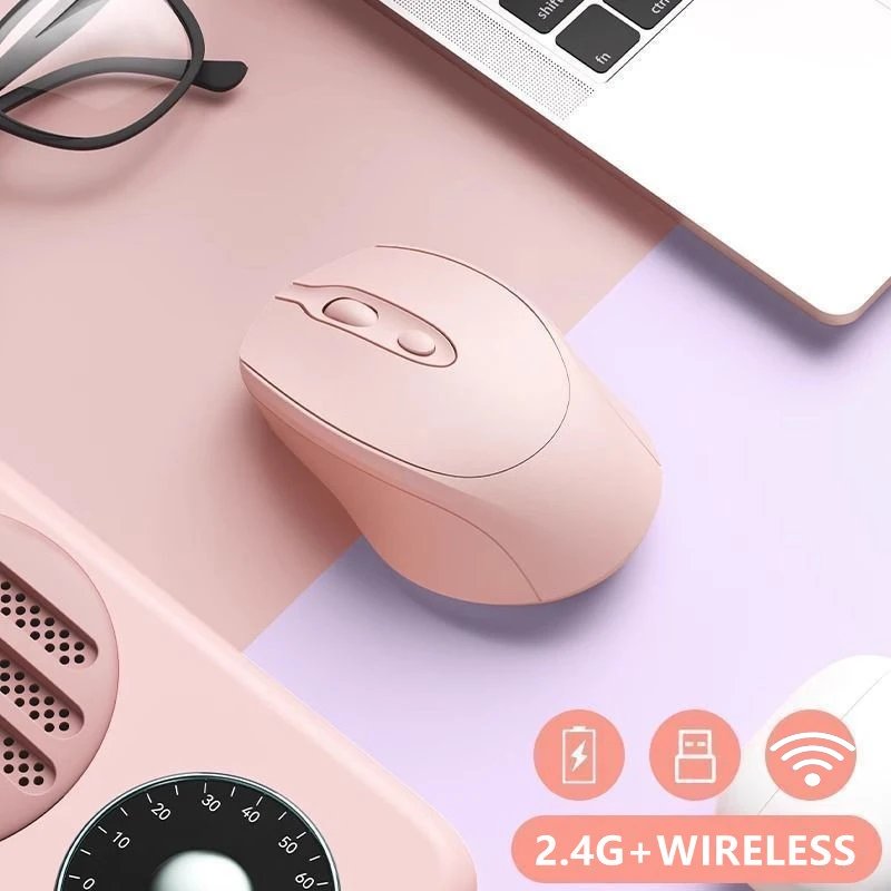MissionFit Wireless Computer Mouse, Rechargeable 2.4G Bluetooth, Silent, Compatible with PC, Laptop, Macbook, Tablet (Pink)