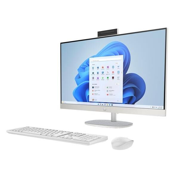 HP 27-cr0074nf - Ordinateur de bureau tout-en-un de 27 pouces avec processeur Ryzen 7 7730U, 16 Go de RAM et 512 Go de GPU AMD Radeon (clavier AZERTY blanc)