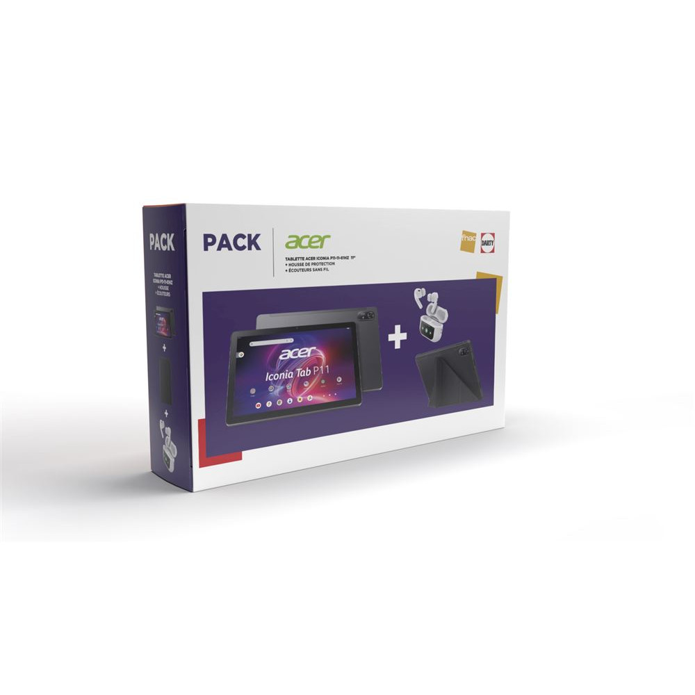 Tableta Acer Iconia Tab P11 de 11 pulgadas, WiFi, 256 GB - Negra + Estuche protector + Auriculares inalámbricos
