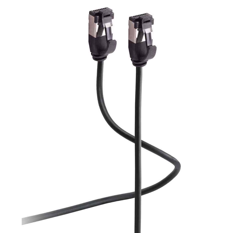 FLEXLINE Cat. 8.1 U/FTP Flat Patch Cable, 1m, RJ45-RJ45 Male, Black